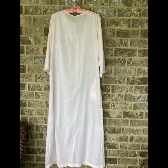 Vintage Pink Kayser Embroidered Flower Pockets House Dress Robe Small - Picture 7 of 12